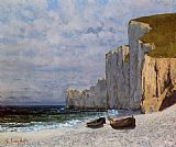 Gustave Courbet Canvas Paintings - A Bay with Cliffs